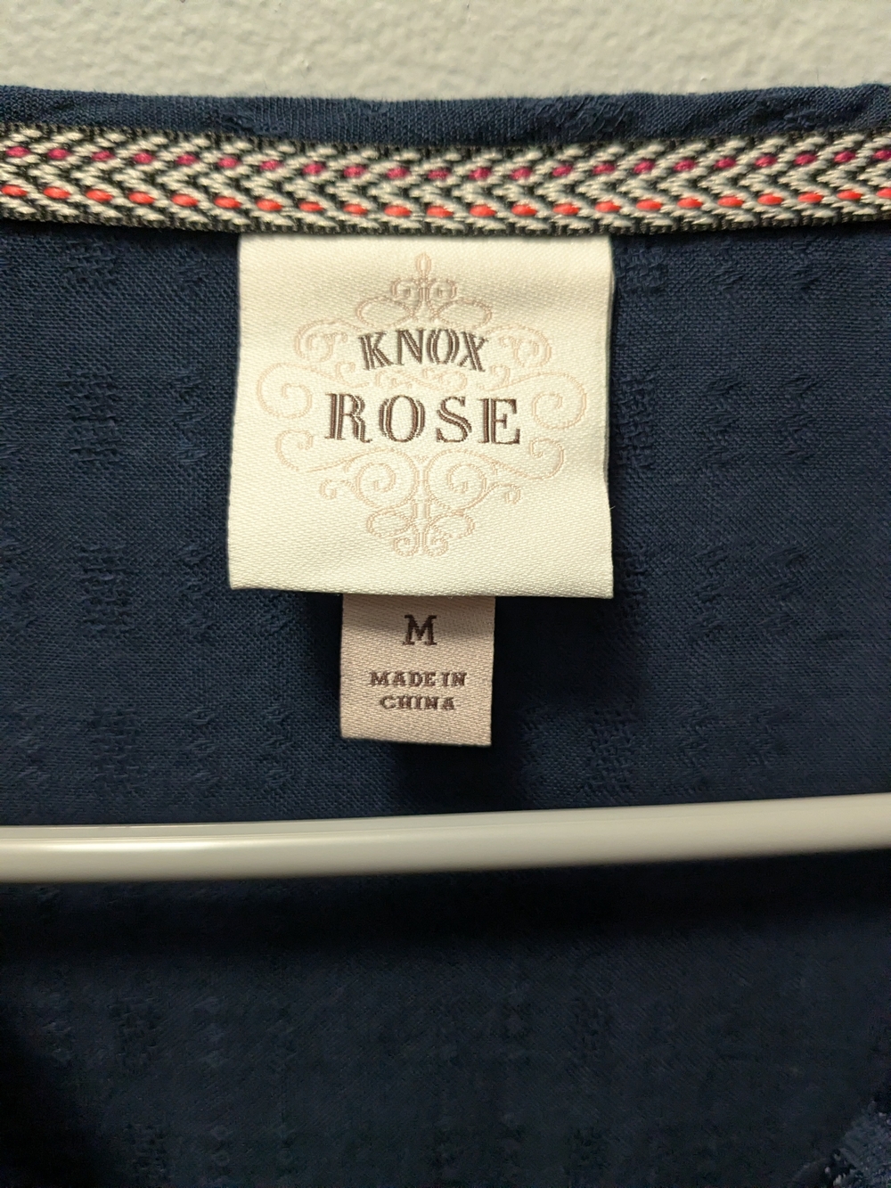 Knox Rose Navy Crochet Yoke Tunic with Tassels - Picture 3 of 3